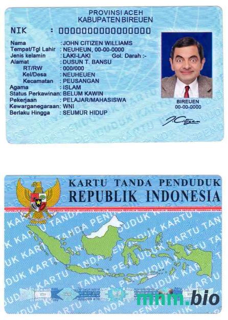 Szablon dowodu osobistego Indonezji w formacie PSD (2016 – obecnie)